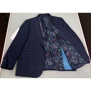 Harry Brown London Blazer Mens 46R Navy Slim Fit Two Button Suit Jacket Preppy
